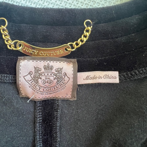 Juicy Couture Jacket Blazer Velvet Tie Waist Sz L Black Cotton Blend Puff Sleeve - Picture 7 of 7